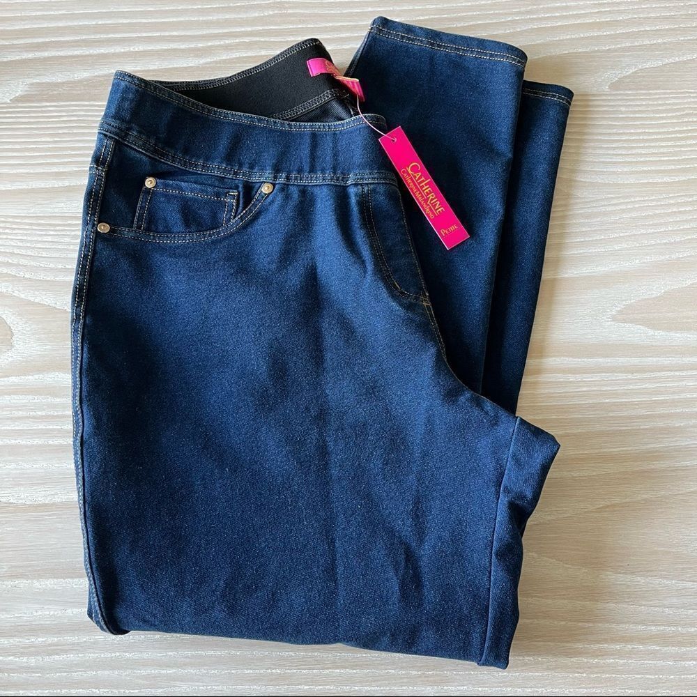 Catherine Malenandrino pull on dark wash denim jeggings size 1X NWT